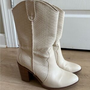 Altar'd State Cream Textured Heeled Boots